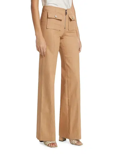 Cinq à Sept Women's Azure Cotton-Blend Zip Pants - Sahara | Thumbnail 4 Cinq à Sept Women's Azure Cotton-Blend Zip Pants - Sahara | Thumbnail 4