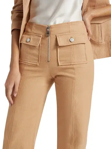 Cinq à Sept Women's Azure Cotton-Blend Zip Pants - Sahara | Thumbnail 6 Cinq à Sept Women's Azure Cotton-Blend Zip Pants - Sahara | Thumbnail 6