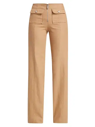 Cinq à Sept Women's Azure Cotton-Blend Zip Pants - Sahara | Thumbnail 1 Cinq à Sept Women's Azure Cotton-Blend Zip Pants - Sahara | Thumbnail 1