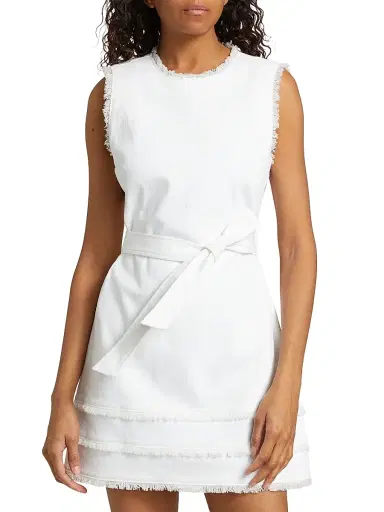 Cinq à Sept Women's Mindie Denim Belted Minidress - White | Thumbnail 3 Cinq à Sept Women's Mindie Denim Belted Minidress - White | Thumbnail 3