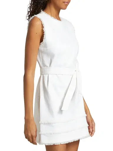 Cinq à Sept Women's Mindie Denim Belted Minidress - White | Thumbnail 4 Cinq à Sept Women's Mindie Denim Belted Minidress - White | Thumbnail 4
