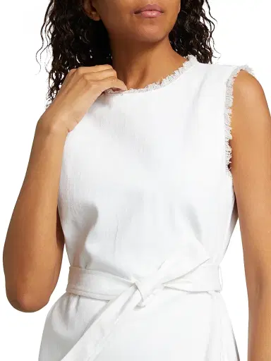 Cinq à Sept Women's Mindie Denim Belted Minidress - White | Thumbnail 6 Cinq à Sept Women's Mindie Denim Belted Minidress - White | Thumbnail 6