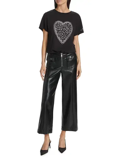 Cinq à Sept Women's Love Letter Rhinestone T-Shirt - Black White | Thumbnail 2 Cinq à Sept Women's Love Letter Rhinestone T-Shirt - Black White | Thumbnail 2