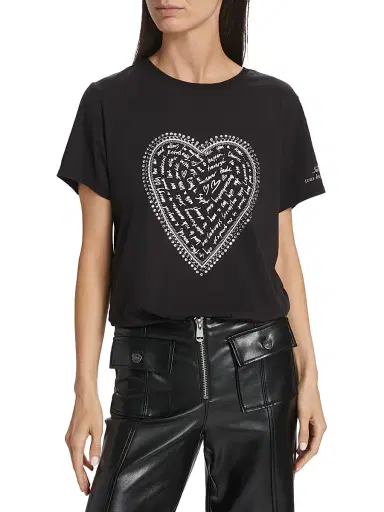 Cinq à Sept Women's Love Letter Rhinestone T-Shirt - Black White | Thumbnail 3 Cinq à Sept Women's Love Letter Rhinestone T-Shirt - Black White | Thumbnail 3