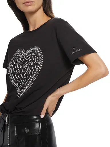 Cinq à Sept Women's Love Letter Rhinestone T-Shirt - Black White | Thumbnail 6 Cinq à Sept Women's Love Letter Rhinestone T-Shirt - Black White | Thumbnail 6