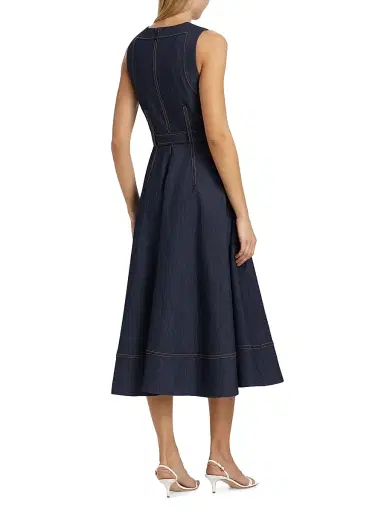 Cinq à Sept Women's Zelda Denim Belted Midi-Dress - Indigo | Thumbnail 5 Cinq à Sept Women's Zelda Denim Belted Midi-Dress - Indigo | Thumbnail 5