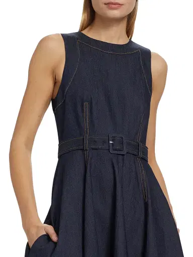 Cinq à Sept Women's Zelda Denim Belted Midi-Dress - Indigo | Thumbnail 6 Cinq à Sept Women's Zelda Denim Belted Midi-Dress - Indigo | Thumbnail 6
