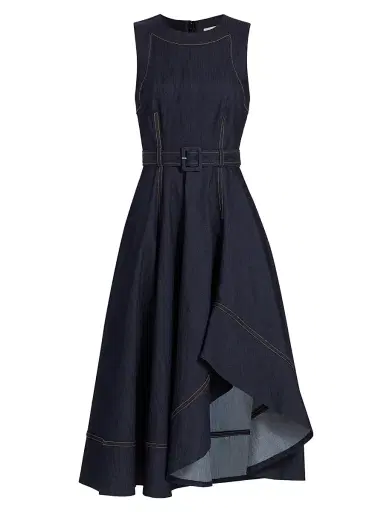 Cinq à Sept Women's Zelda Denim Belted Midi-Dress - Indigo | Thumbnail 1 Cinq à Sept Women's Zelda Denim Belted Midi-Dress - Indigo | Thumbnail 1