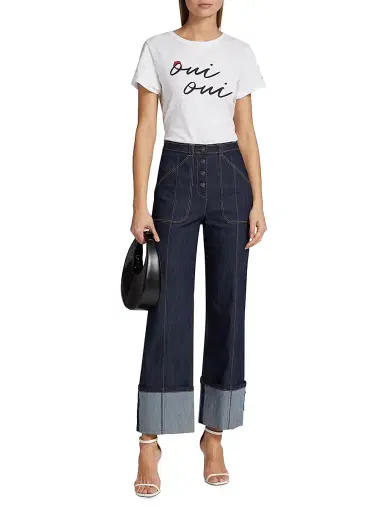 Cinq à Sept Women's Benji Cuffed Wide-Leg Jeans - Indigo | Thumbnail 2 Cinq à Sept Women's Benji Cuffed Wide-Leg Jeans - Indigo | Thumbnail 2