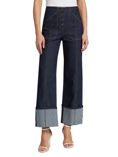 Cinq à Sept Women's Benji Cuffed Wide-Leg Jeans - Indigo | Thumbnail 3 Cinq à Sept Women's Benji Cuffed Wide-Leg Jeans - Indigo | Thumbnail 3