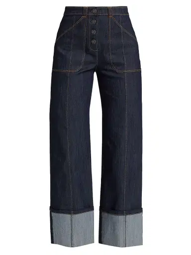 Cinq à Sept Women's Benji Cuffed Wide-Leg Jeans - Indigo | Thumbnail 1 Cinq à Sept Women's Benji Cuffed Wide-Leg Jeans - Indigo | Thumbnail 1