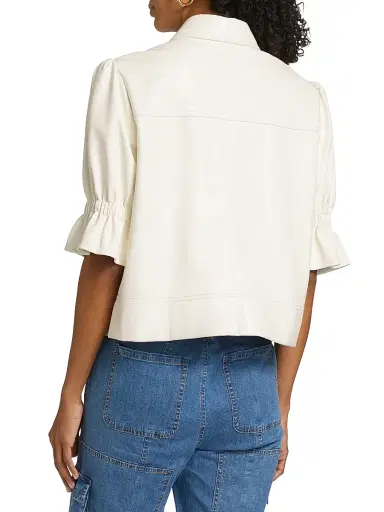 Cinq à Sept Women's Holly Faux Leather Puff-Sleeve Jacket - | Thumbnail 5 Cinq à Sept Women's Holly Faux Leather Puff-Sleeve Jacket - | Thumbnail 5