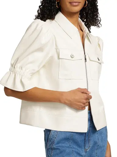 Cinq à Sept Women's Holly Faux Leather Puff-Sleeve Jacket - | Thumbnail 6 Cinq à Sept Women's Holly Faux Leather Puff-Sleeve Jacket - | Thumbnail 6