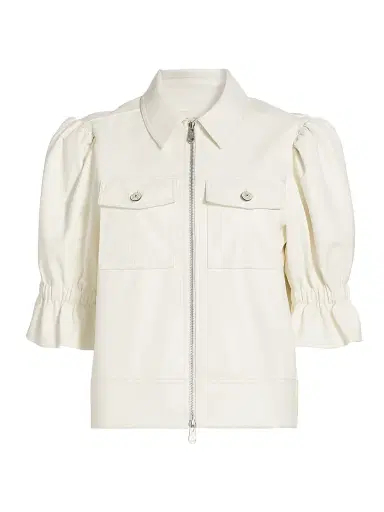 Cinq à Sept Women's Holly Faux Leather Puff-Sleeve Jacket - | Thumbnail 1 Cinq à Sept Women's Holly Faux Leather Puff-Sleeve Jacket - | Thumbnail 1