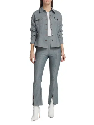 Cinq à Sept Women's Canyon Scrunched-Sleeve Denim Jacket - Light Indigo | Thumbnail 2 Cinq à Sept Women's Canyon Scrunched-Sleeve Denim Jacket - Light Indigo | Thumbnail 2
