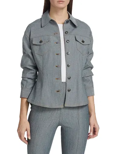Cinq à Sept Women's Canyon Scrunched-Sleeve Denim Jacket - Light Indigo | Thumbnail 3 Cinq à Sept Women's Canyon Scrunched-Sleeve Denim Jacket - Light Indigo | Thumbnail 3