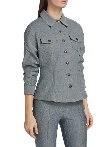 Cinq à Sept Women's Canyon Scrunched-Sleeve Denim Jacket - Light Indigo | Thumbnail 4 Cinq à Sept Women's Canyon Scrunched-Sleeve Denim Jacket - Light Indigo | Thumbnail 4