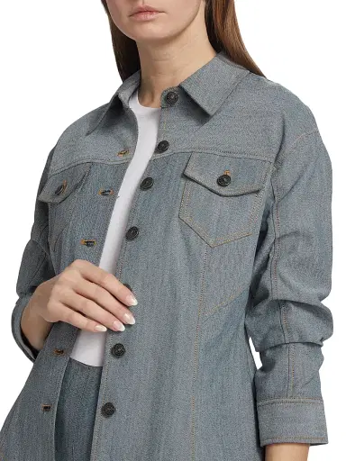 Cinq à Sept Women's Canyon Scrunched-Sleeve Denim Jacket - Light Indigo | Thumbnail 6 Cinq à Sept Women's Canyon Scrunched-Sleeve Denim Jacket - Light Indigo | Thumbnail 6