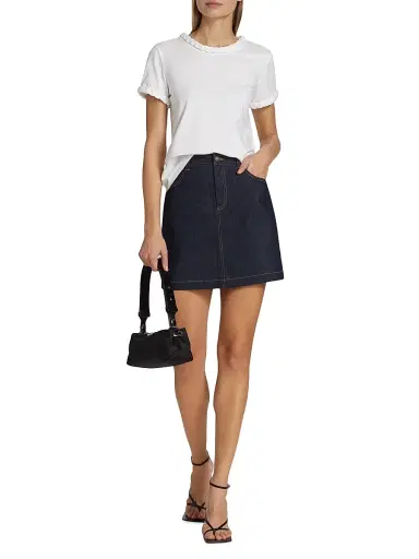 Cinq à Sept Women's Braided Cotton Pullover Tee - White | Thumbnail 2 Cinq à Sept Women's Braided Cotton Pullover Tee - White | Thumbnail 2