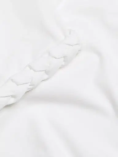 Cinq à Sept Women's Braided Cotton Pullover Tee - White | Thumbnail 6 Cinq à Sept Women's Braided Cotton Pullover Tee - White | Thumbnail 6