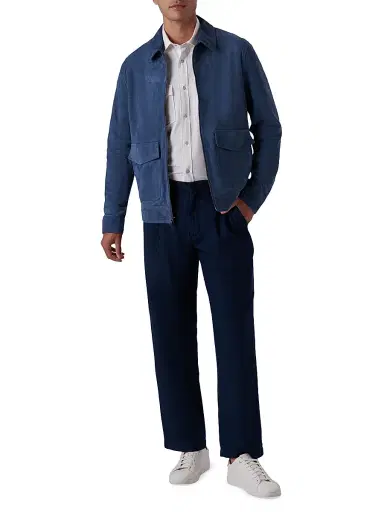 Bugatchi Men's Suede Bomber Jacket - Cobalt - Size Medium | Thumbnail 2 Bugatchi Men's Suede Bomber Jacket - Cobalt - Size Medium | Thumbnail 2
