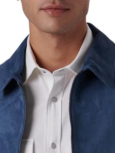 Bugatchi Men's Suede Bomber Jacket - Cobalt - Size Medium | Thumbnail 6 Bugatchi Men's Suede Bomber Jacket - Cobalt - Size Medium | Thumbnail 6