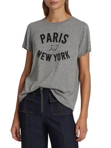 Cinq à Sept Women's Paris New York Graphic T-Shirt - Heather Grey | Thumbnail 3 Cinq à Sept Women's Paris New York Graphic T-Shirt - Heather Grey | Thumbnail 3