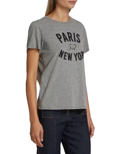 Cinq à Sept Women's Paris New York Graphic T-Shirt - Heather Grey | Thumbnail 4 Cinq à Sept Women's Paris New York Graphic T-Shirt - Heather Grey | Thumbnail 4