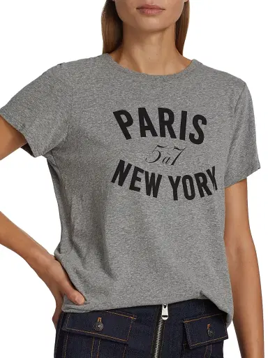 Cinq à Sept Women's Paris New York Graphic T-Shirt - Heather Grey | Thumbnail 6 Cinq à Sept Women's Paris New York Graphic T-Shirt - Heather Grey | Thumbnail 6