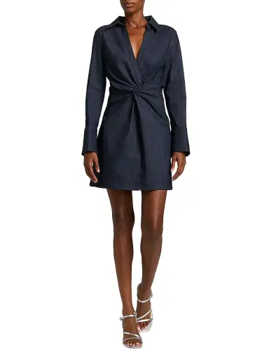 Cinq à Sept Women's McKenna Twist-Front Denim Minidress - Indigo | Thumbnail 2 Cinq à Sept Women's McKenna Twist-Front Denim Minidress - Indigo | Thumbnail 2