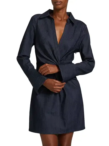 Cinq à Sept Women's McKenna Twist-Front Denim Minidress - Indigo | Thumbnail 3 Cinq à Sept Women's McKenna Twist-Front Denim Minidress - Indigo | Thumbnail 3