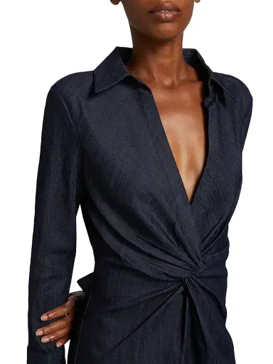 Cinq à Sept Women's McKenna Twist-Front Denim Minidress - Indigo | Thumbnail 6 Cinq à Sept Women's McKenna Twist-Front Denim Minidress - Indigo | Thumbnail 6