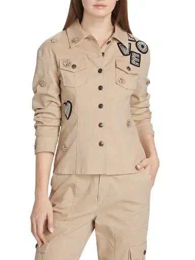 Cinq à Sept Women's Canyon Crystal-Embellished Jacket - Khaki | Thumbnail 3 Cinq à Sept Women's Canyon Crystal-Embellished Jacket - Khaki | Thumbnail 3