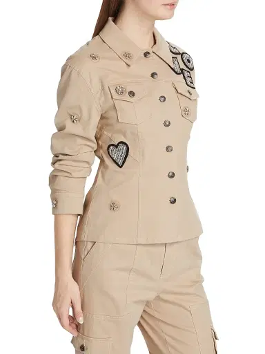 Cinq à Sept Women's Canyon Crystal-Embellished Jacket - Khaki | Thumbnail 4 Cinq à Sept Women's Canyon Crystal-Embellished Jacket - Khaki | Thumbnail 4