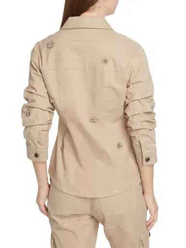 Cinq à Sept Women's Canyon Crystal-Embellished Jacket - Khaki | Thumbnail 5 Cinq à Sept Women's Canyon Crystal-Embellished Jacket - Khaki | Thumbnail 5