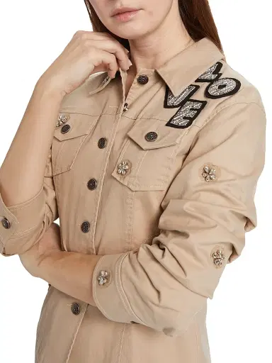 Cinq à Sept Women's Canyon Crystal-Embellished Jacket - Khaki | Thumbnail 6 Cinq à Sept Women's Canyon Crystal-Embellished Jacket - Khaki | Thumbnail 6