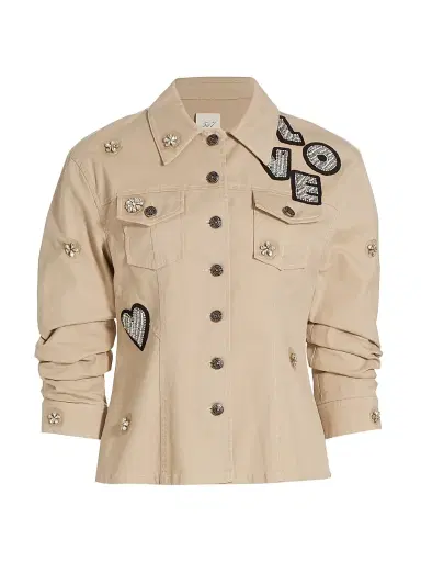 Cinq à Sept Women's Canyon Crystal-Embellished Jacket - Khaki | Thumbnail 1 Cinq à Sept Women's Canyon Crystal-Embellished Jacket - Khaki | Thumbnail 1