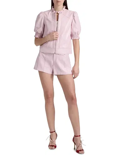 Cinq à Sept Women's Eileen Vegan Leather Shorts - Soft Peony | Thumbnail 2 Cinq à Sept Women's Eileen Vegan Leather Shorts - Soft Peony | Thumbnail 2