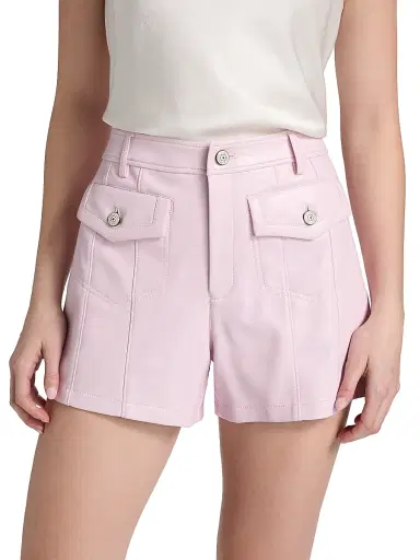Cinq à Sept Women's Eileen Vegan Leather Shorts - Soft Peony | Thumbnail 3 Cinq à Sept Women's Eileen Vegan Leather Shorts - Soft Peony | Thumbnail 3