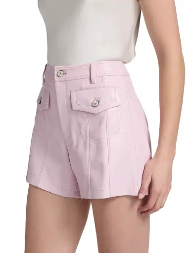 Cinq à Sept Women's Eileen Vegan Leather Shorts - Soft Peony | Thumbnail 4 Cinq à Sept Women's Eileen Vegan Leather Shorts - Soft Peony | Thumbnail 4