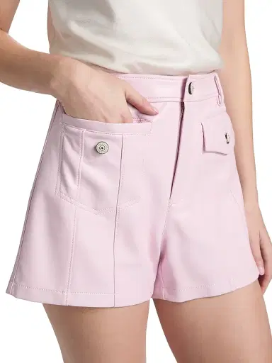 Cinq à Sept Women's Eileen Vegan Leather Shorts - Soft Peony | Thumbnail 6 Cinq à Sept Women's Eileen Vegan Leather Shorts - Soft Peony | Thumbnail 6
