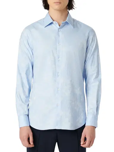 Bugatchi Men's Julian Floral Cotton Button-Front Shirt - Sky | Thumbnail 3 Bugatchi Men's Julian Floral Cotton Button-Front Shirt - Sky | Thumbnail 3