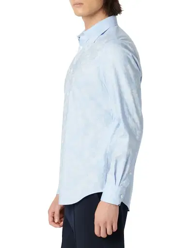 Bugatchi Men's Julian Floral Cotton Button-Front Shirt - Sky | Thumbnail 4 Bugatchi Men's Julian Floral Cotton Button-Front Shirt - Sky | Thumbnail 4