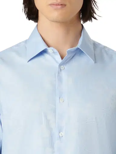 Bugatchi Men's Julian Floral Cotton Button-Front Shirt - Sky | Thumbnail 6 Bugatchi Men's Julian Floral Cotton Button-Front Shirt - Sky | Thumbnail 6
