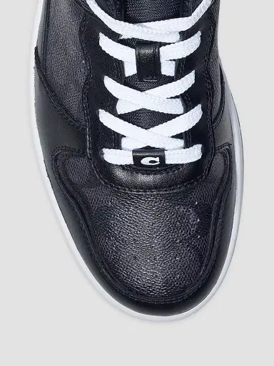 Coach Men's Signature Leather Monogrammed Sneakers - Black | Thumbnail 4 Coach Men's Signature Leather Monogrammed Sneakers - Black | Thumbnail 4
