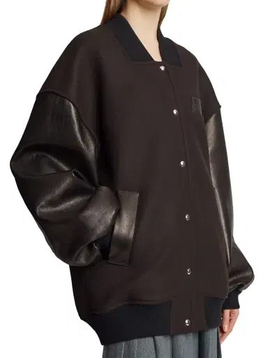 Khaite Women's Spencer Wool & Leather Varsity Jacket - Dark Brown | Thumbnail 3 Khaite Women's Spencer Wool & Leather Varsity Jacket - Dark Brown | Thumbnail 3