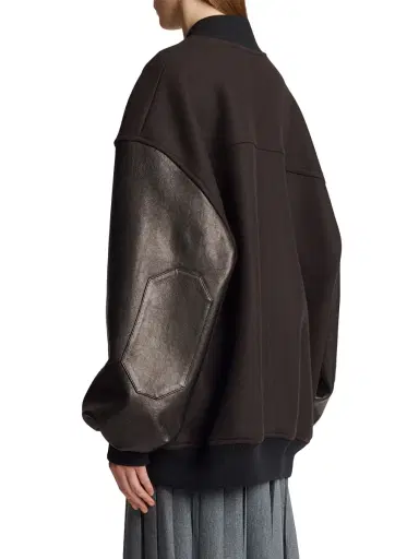 Khaite Women's Spencer Wool & Leather Varsity Jacket - Dark Brown | Thumbnail 4 Khaite Women's Spencer Wool & Leather Varsity Jacket - Dark Brown | Thumbnail 4