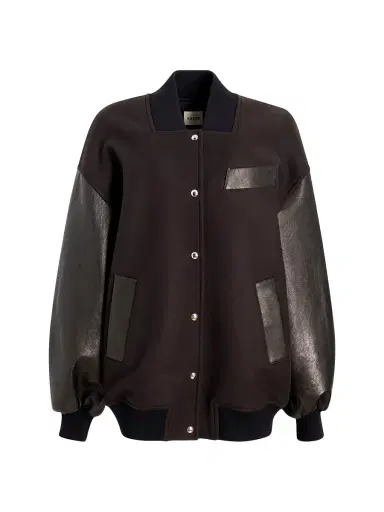 Khaite Women's Spencer Wool & Leather Varsity Jacket - Dark Brown | Thumbnail 6 Khaite Women's Spencer Wool & Leather Varsity Jacket - Dark Brown | Thumbnail 6