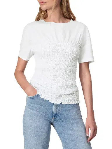 rag & bone Women's Smocked Short-Sleeve T-Shirt - White | Thumbnail 3 rag & bone Women's Smocked Short-Sleeve T-Shirt - White | Thumbnail 3