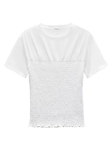 rag & bone Women's Smocked Short-Sleeve T-Shirt - White | Thumbnail 1 rag & bone Women's Smocked Short-Sleeve T-Shirt - White | Thumbnail 1